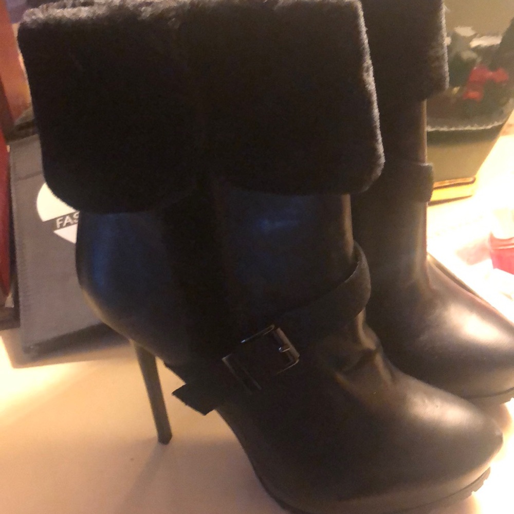 Black Faux Fur Nina Booties